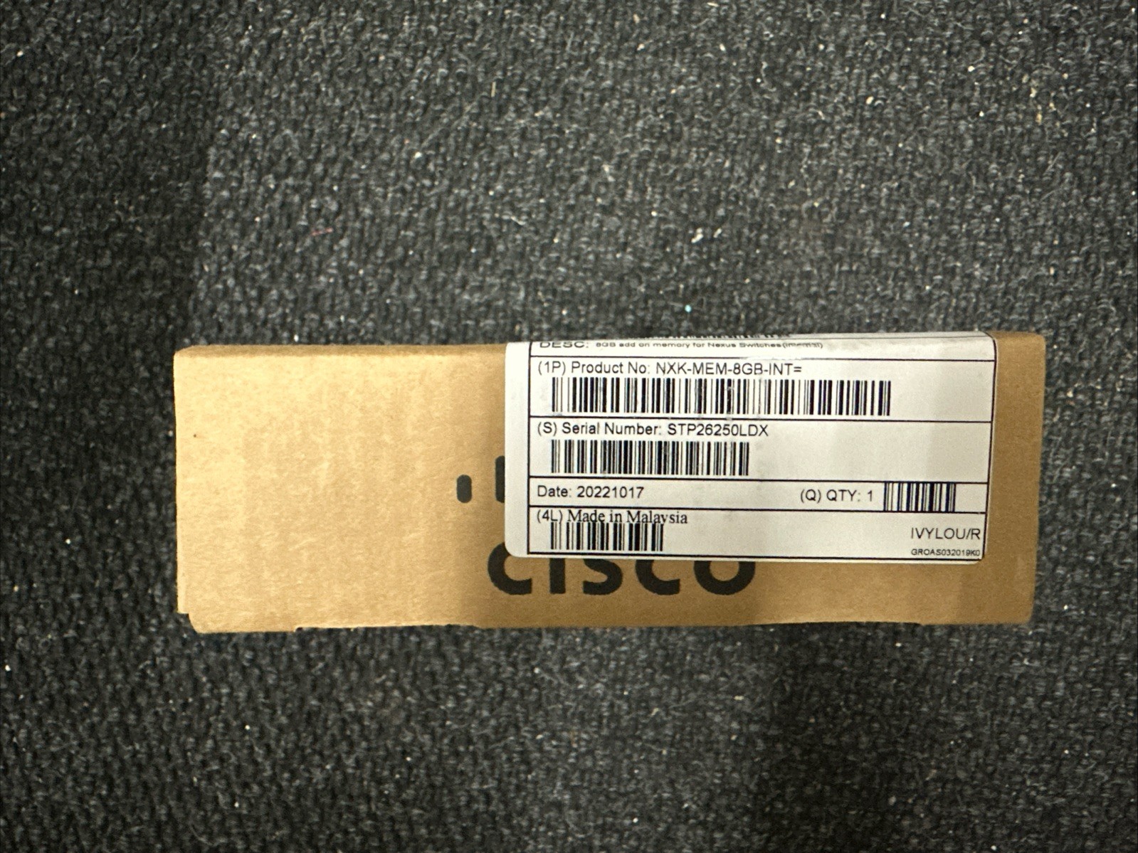 CISCO GENUINE NXK-MEM-8GB-INT 8GB MEMORY MODULE FOR 9K SERIES