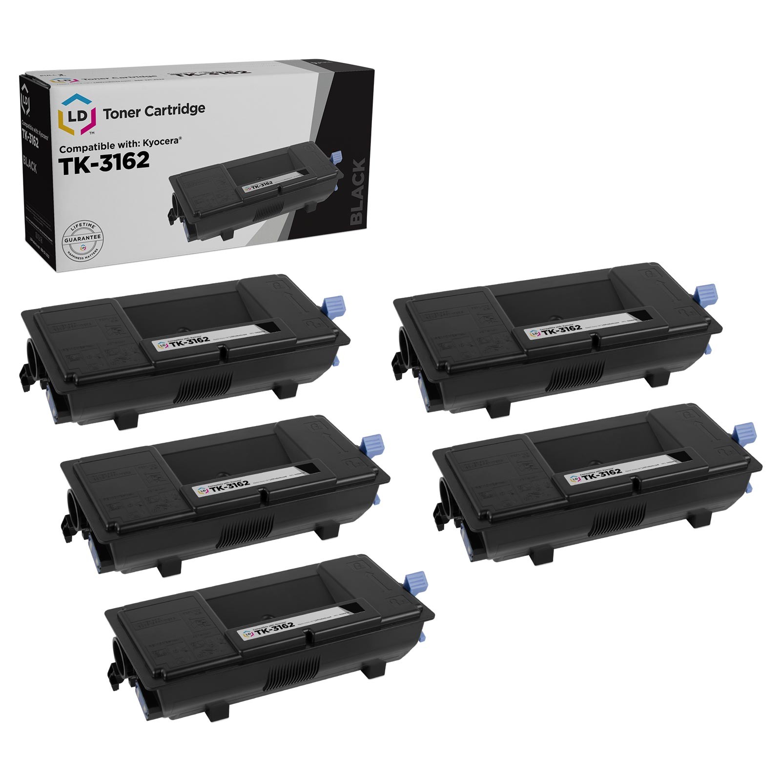 LD Compatible Kyocera TK-3162 (1T02T90US0) Black Toner 5-Pack for ECOSYS P3045dn