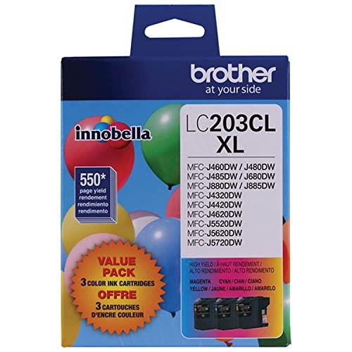 BROTHER LC2033PKS CYAN/MAGENTA/YELLOW HIGH YIELD INK CARTRIDGE, 3/PACK