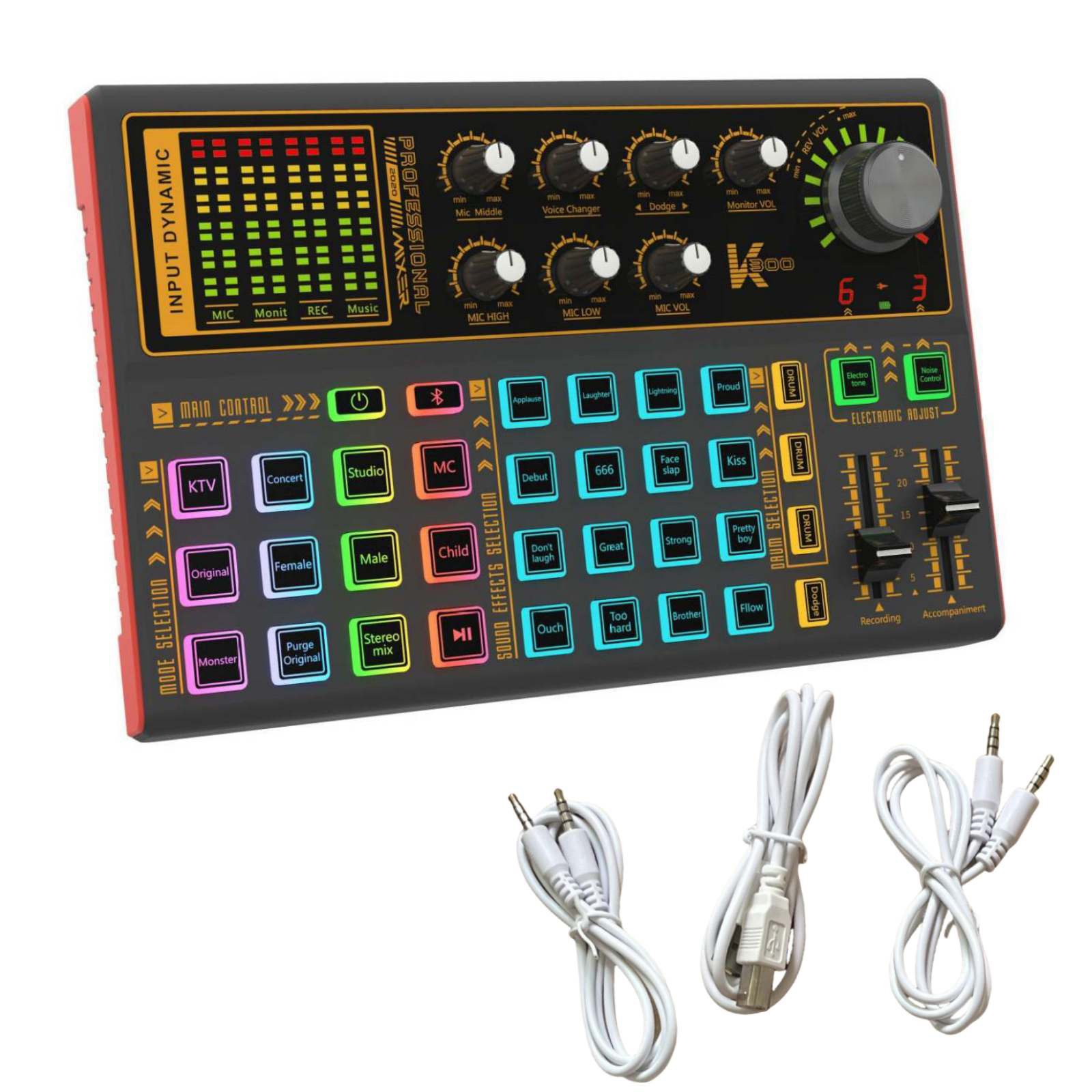 1set K300 Sound Card Portable Audio Processing Equipment Versatile Applications