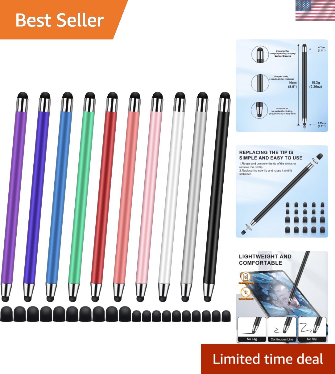 Stylus 10 PCS,Stylus Pen for Touchscreen.2-in-1 Universal Stylus