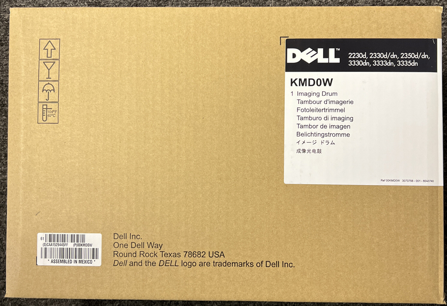 DELL KMD0W Imaging Drum BLACK Dell 2330d Factory SEALED BOX