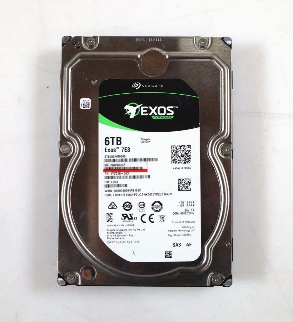 Seagate Exos 7E8 ST6000NM0095 6TB 3.5" SAS 12Gb/s 7200RPM Hard Drive 1YZ210-003