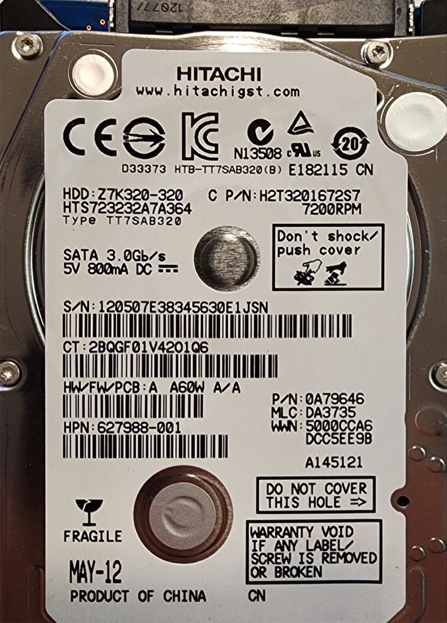Hitachi HTS725032A9A364 2.5 in 320 GB SATA Hard Drive  - Tested