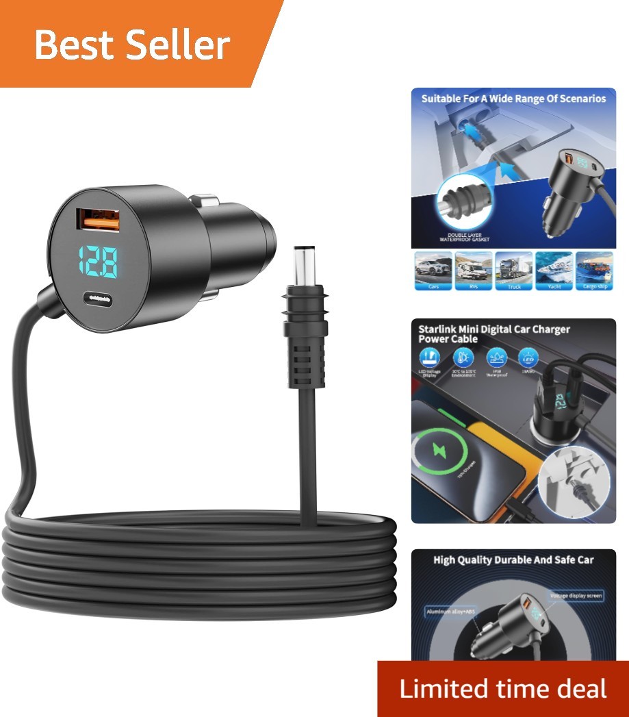Starlink Mini 10ft Power Cable – High-Quality DC Adapter with Dual USB Charging