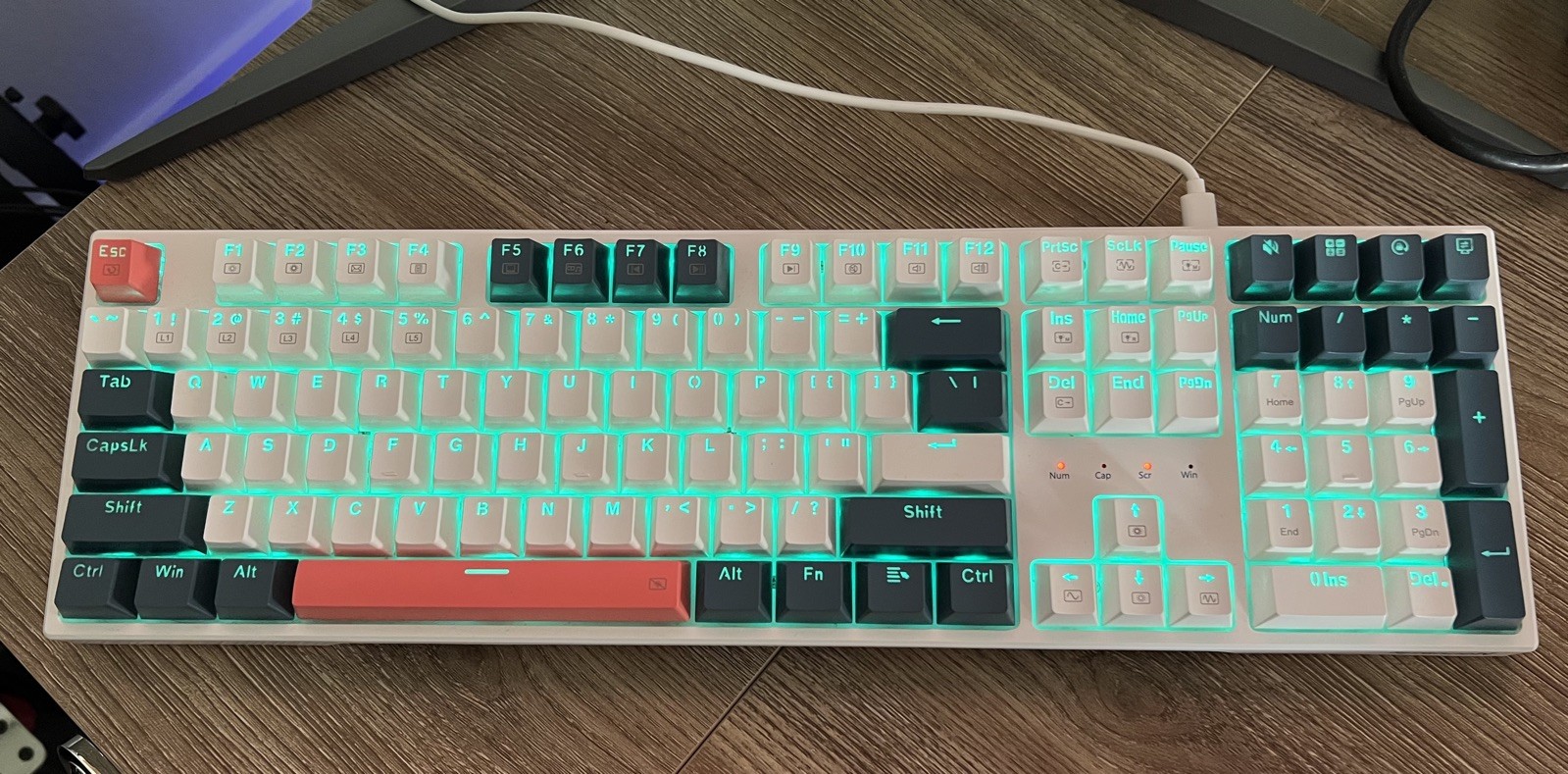 Redragon K668 RGB Full Size Keyboard, 108 Keys w/ 4 Hotkeys, Red Switches