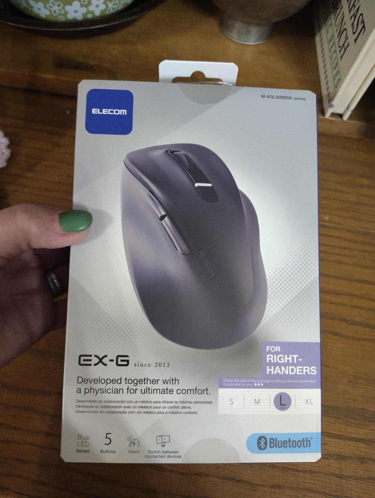 Wireless Mouse EX-G Bluetooth Quiet L Size 5 Button Black