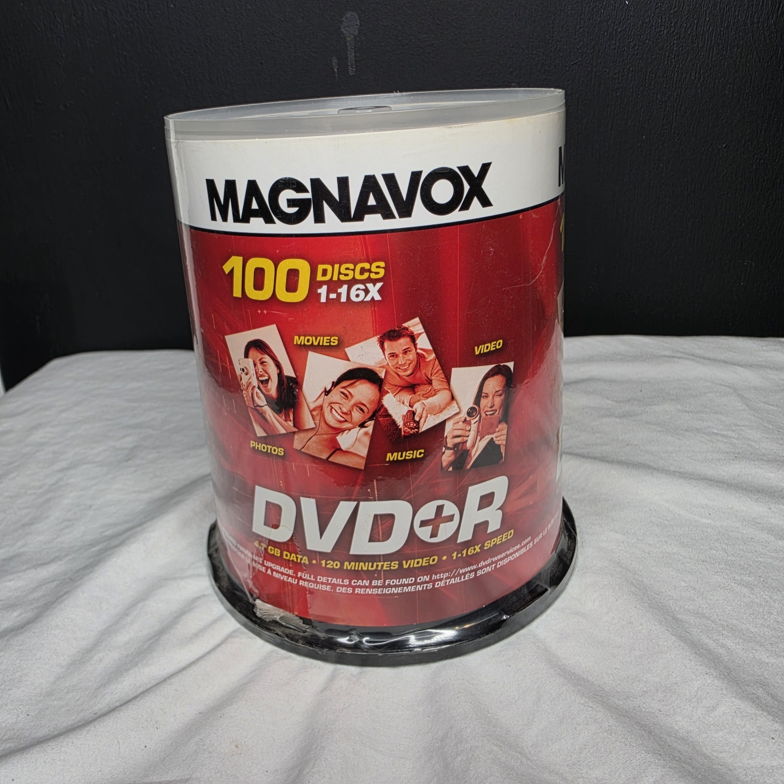 Magnavox 100 pack DVD+R 16X 4.7GB Blank DVDs New Factory Sealed
