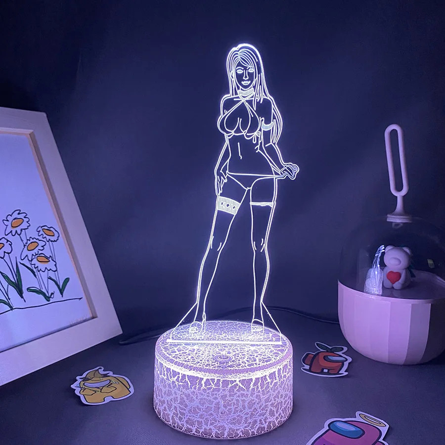 Game Final Fantasy Tifa Lockhart 3D Led RGB Night Light Birthday Gift for Friend