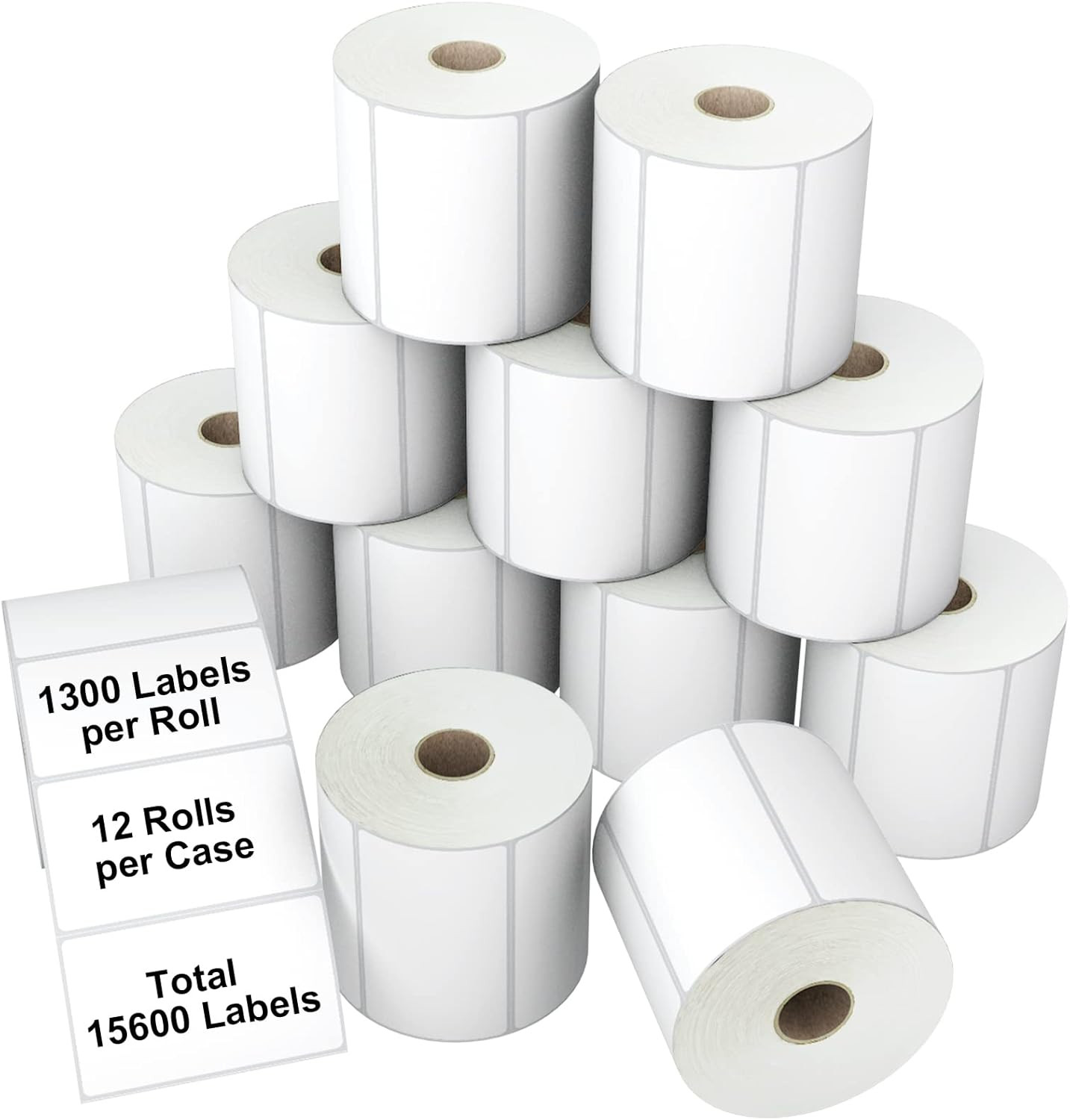 2x1 Direct Thermal Labels 12 Rolls (15,600) Waterproof Barcode Sticker 1" Core
