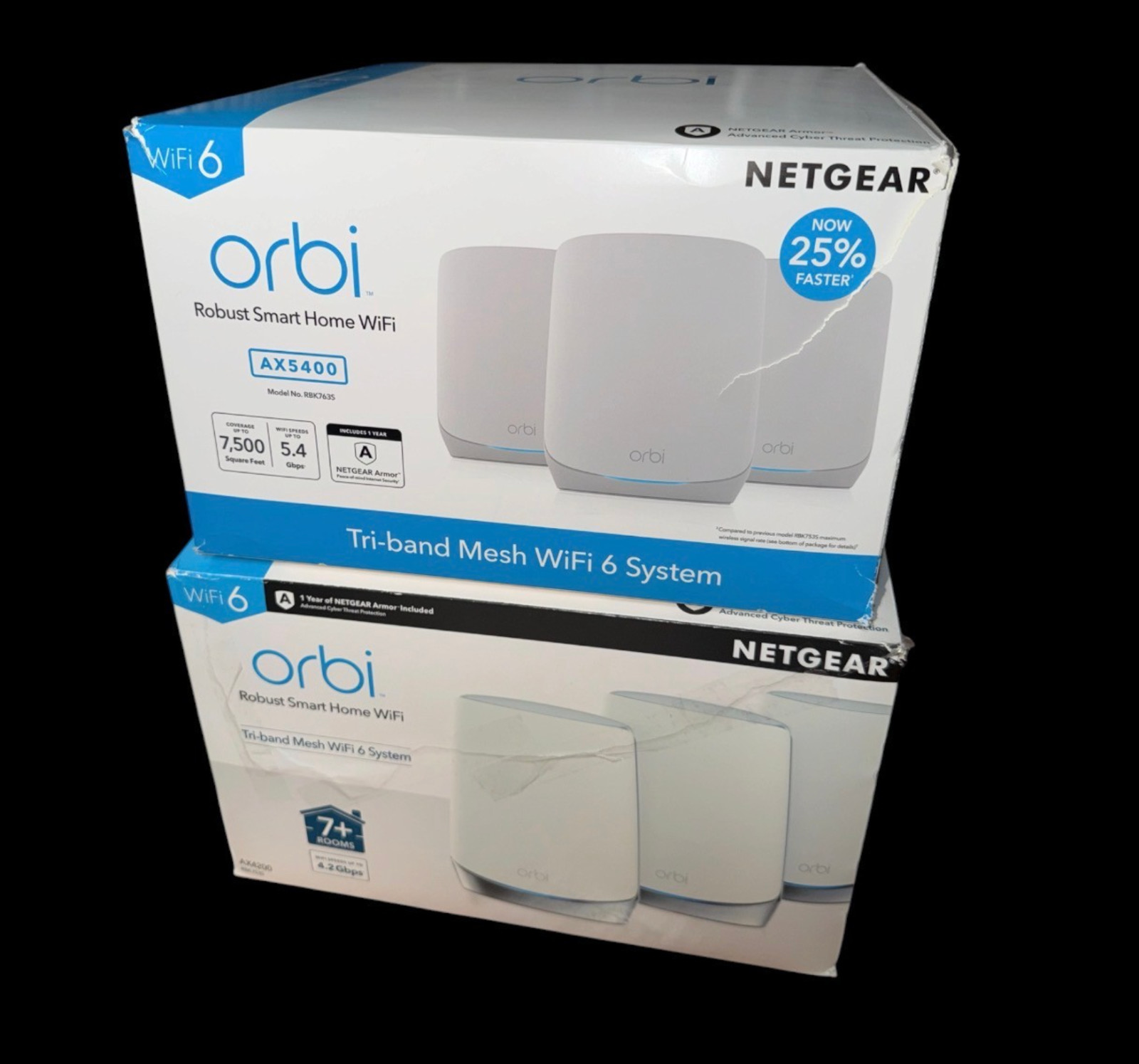 NETGEAR Orbi AX5400 RBK763S Tri-Band Mesh WiFi 6 Router 5400Mbps 3-Pack (2)