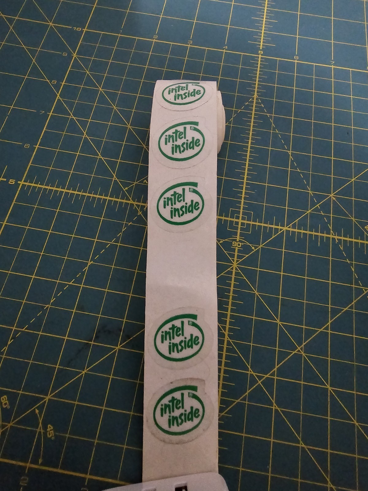 5pcs Green Vintage Old School  Intel Inside stickers oval 1  1/4" x 1"