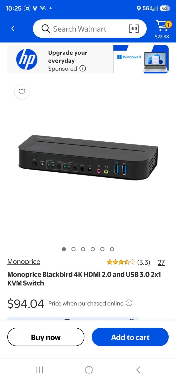 Monoprice Blackbird 4K HDMI 2.0 Powered KVM Switch USB 3.0 3.5mm 1.5m