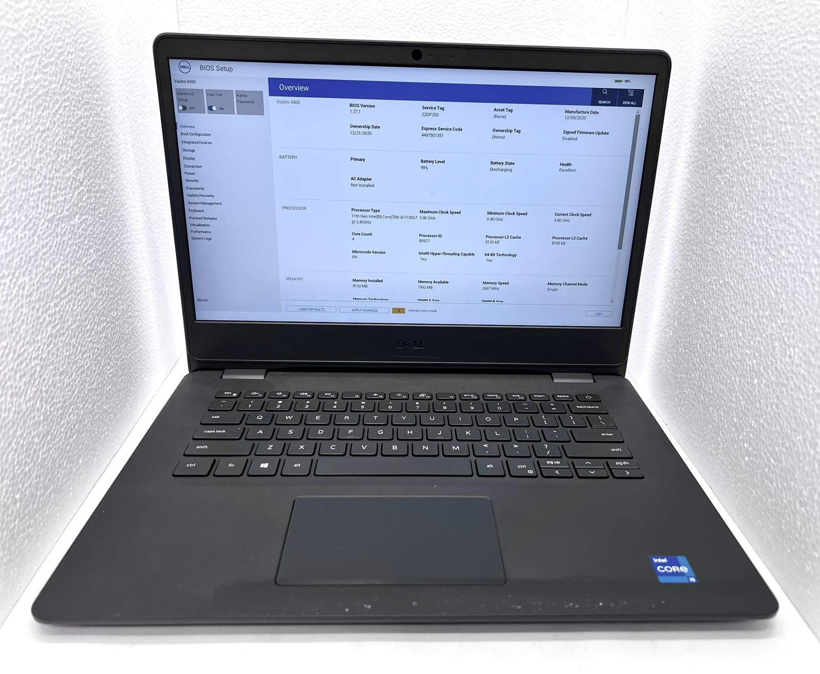 Dell Vostro 3400, 11th Gen Intel Core i5-1135G7 CPU @ 2.40GHz, 8GB RAM 5723