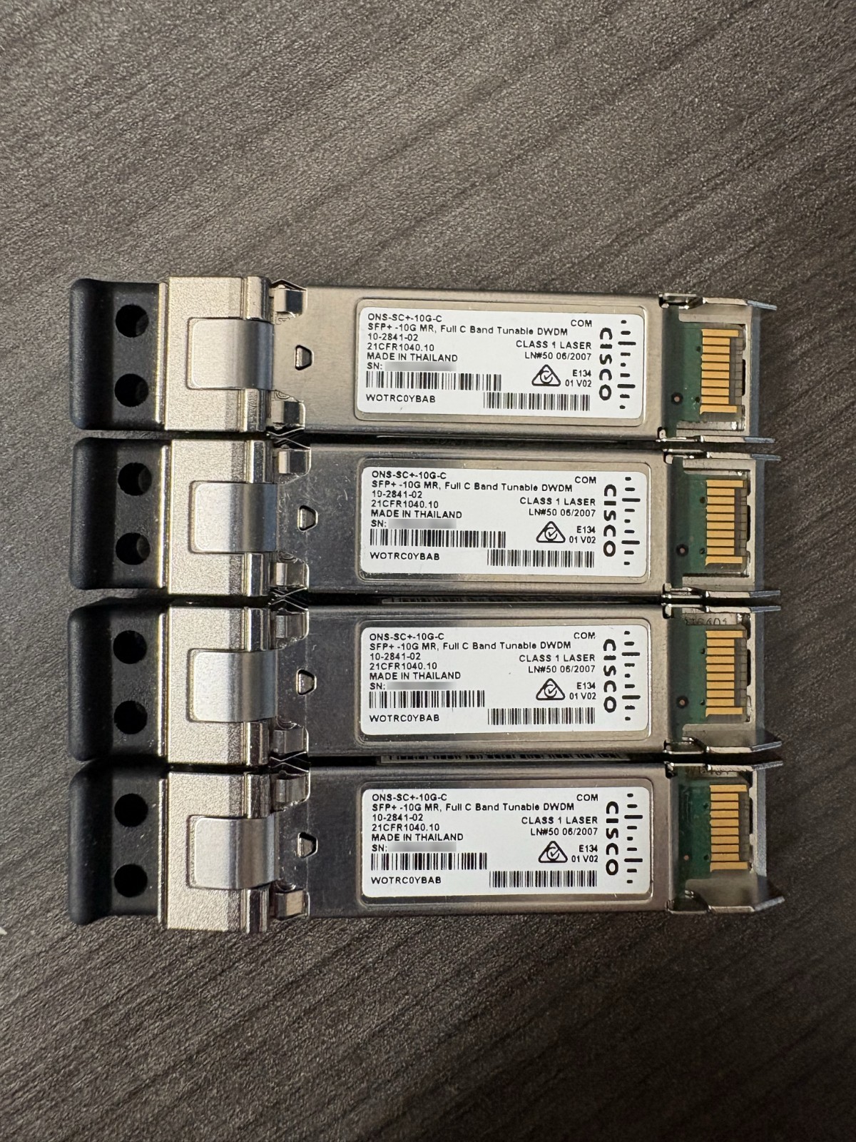 CISCO ONS-SC+-10G-C  SFP+ -10G MR, Full C Band Tuneable DWDM SFP+, 50 Ghz, LC.