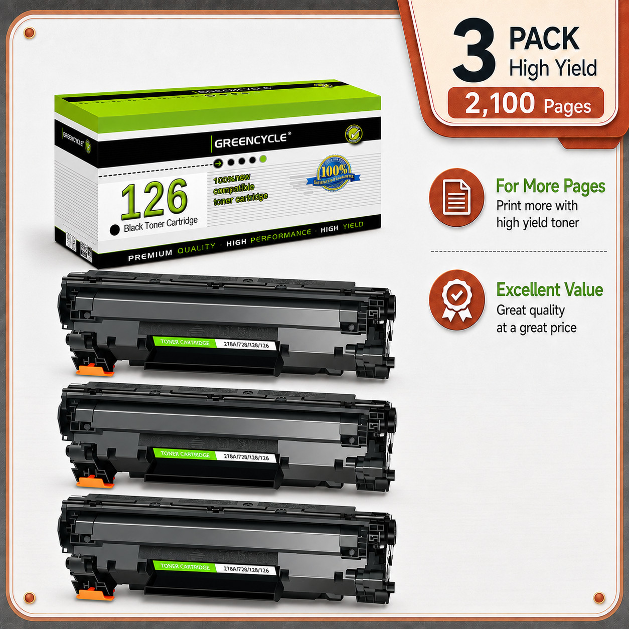 3PK 3483B001 CRG126 Black Toner for Canon LBP6200d LBP6230dw LBP6230 LBP6230dn