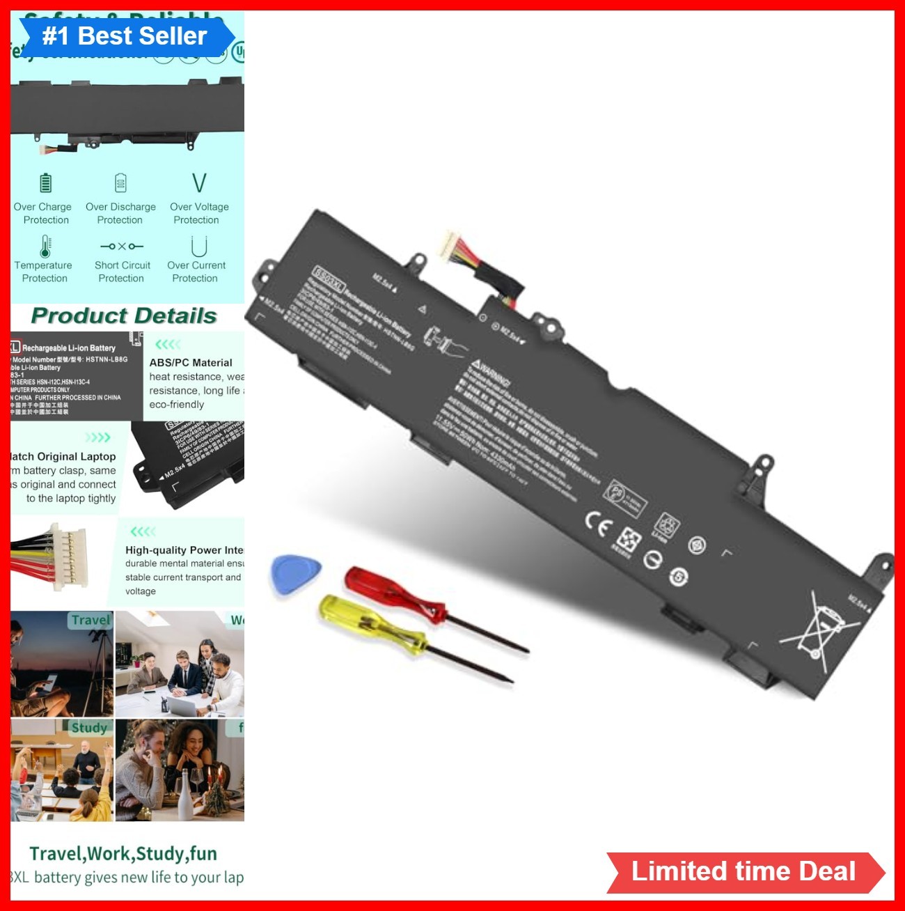 Laptop Battery 11.55V 50Wh 3 Cell Lithium Polymer for EliteBook 840 G5 730 735