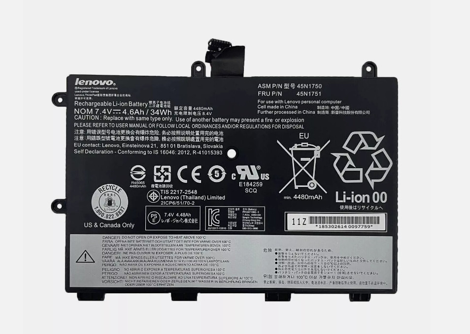 OEM Genuine 45N1751 45N1748 Battery For Lenovo ThinkPad Yoga 11e 45N1750 45N1749