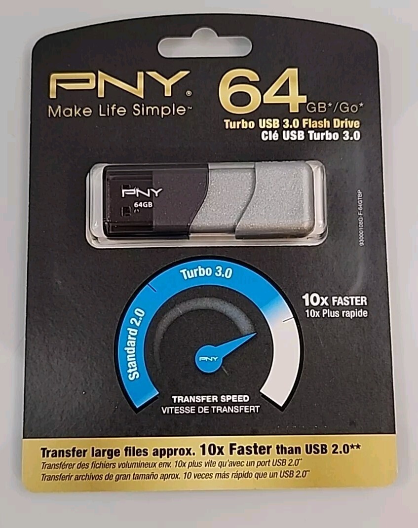 New PNY P-FD64GTBOP-GE Elite Turbo Attache 3.0 USB Flash Drive
