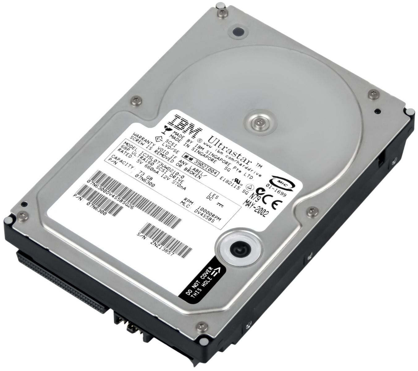 HARD DRIVE IBM 07N6300 IC35L073UWD210-0 73GB 10K 4MB SCSI U160 3.5''