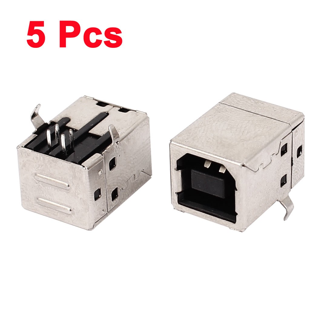 5Pack 90 Degree USB-B Type Right Angle PCB Socket Female Connector