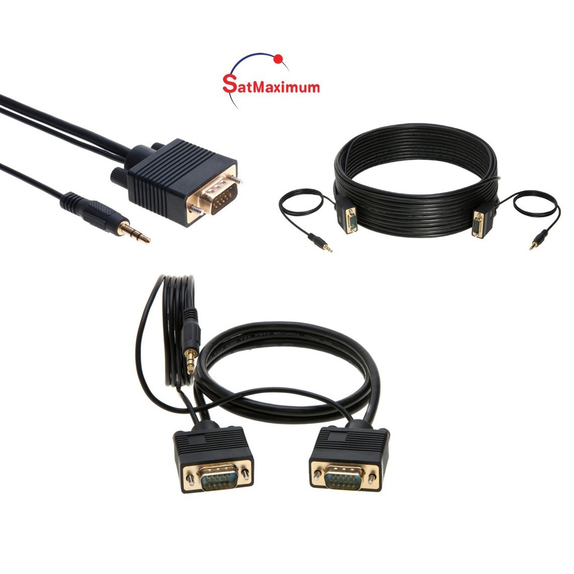 SVGA Cable w/Audio 15-Pin M/M 2048×1536 PC TV Monitor Projector Multi-Pack LOT