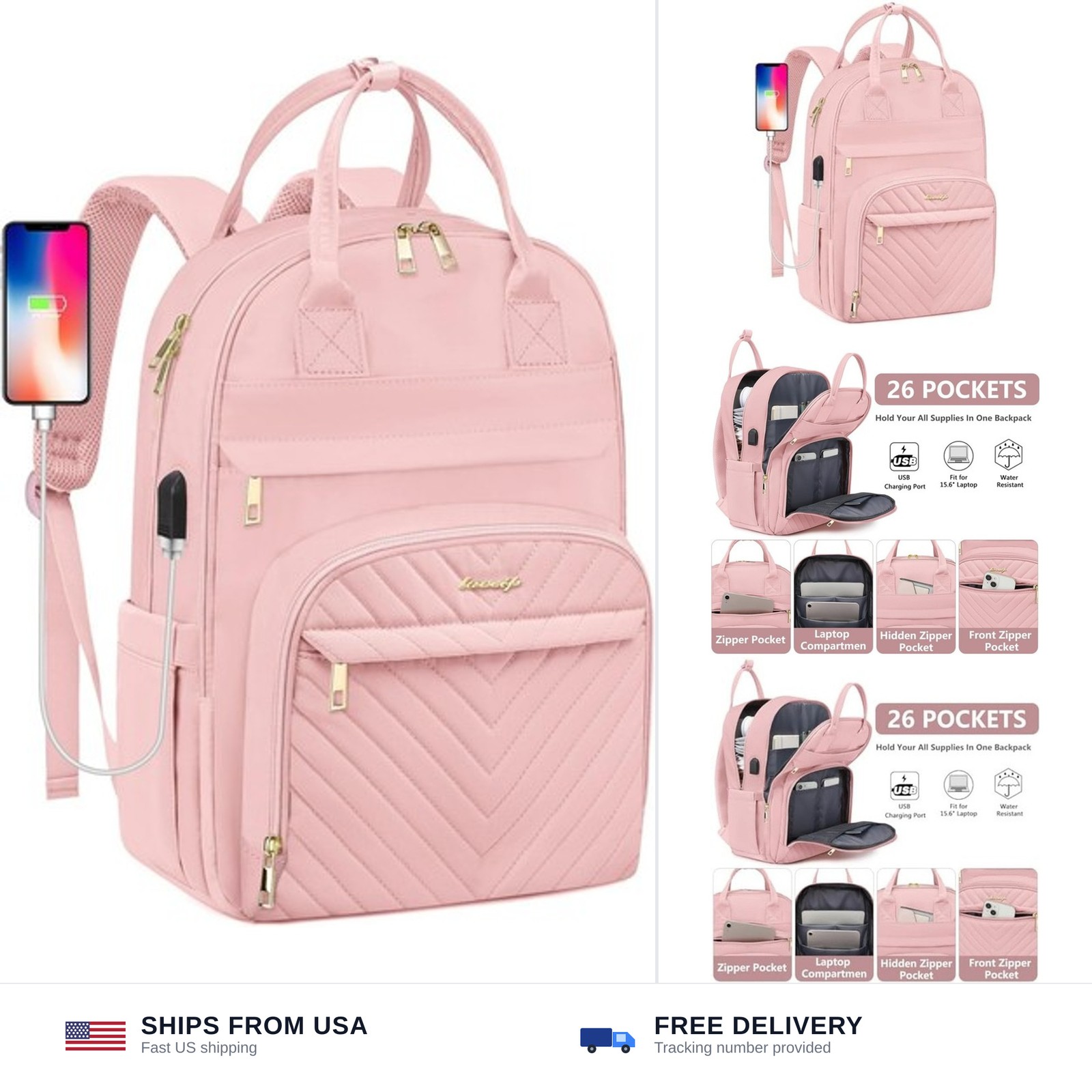 Laptop Backpack for Women College Bookbag: 15.6 Inch Cute Work Backpacks with...