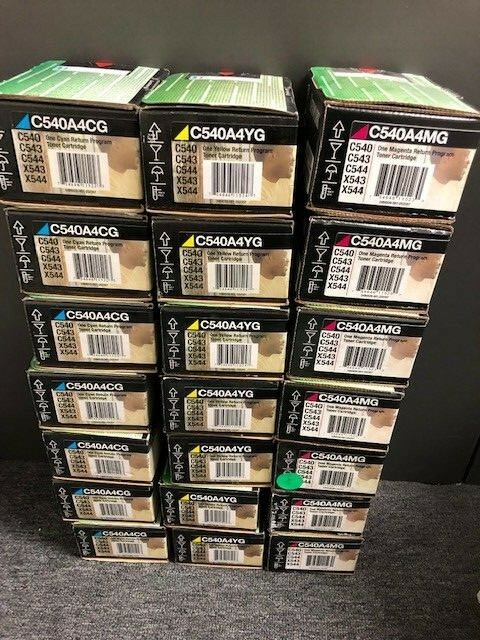 Lexmark C540A4YG C540A4MG C540A4CG OEM SEALED BOXES.  LOT OF 3 