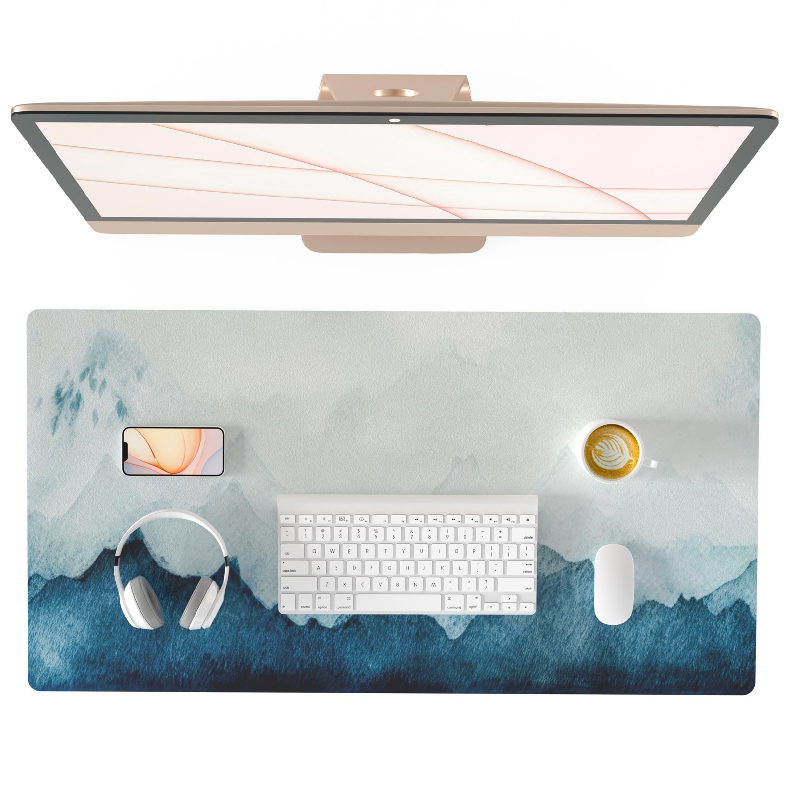 PU Leather Large Pad, Office Decor, 31.5" x 15.7", Mountain