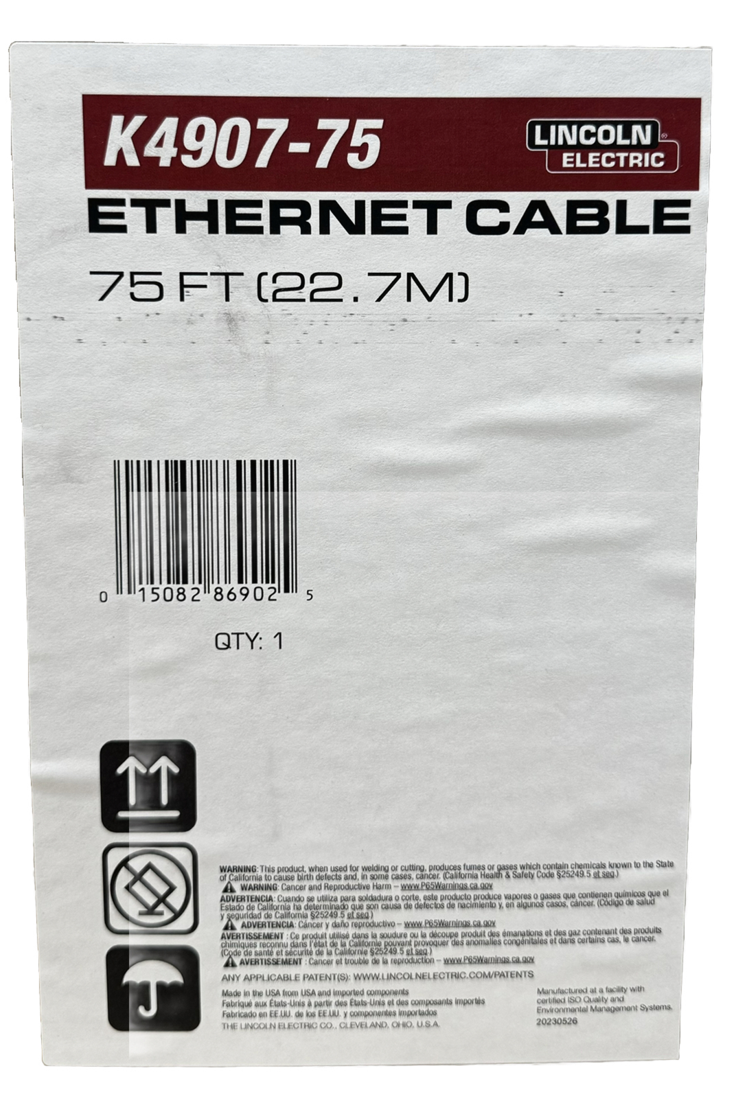 Lincoln ELectric K4907-75.  75 Ft Cat 5e Ethernet Cable.