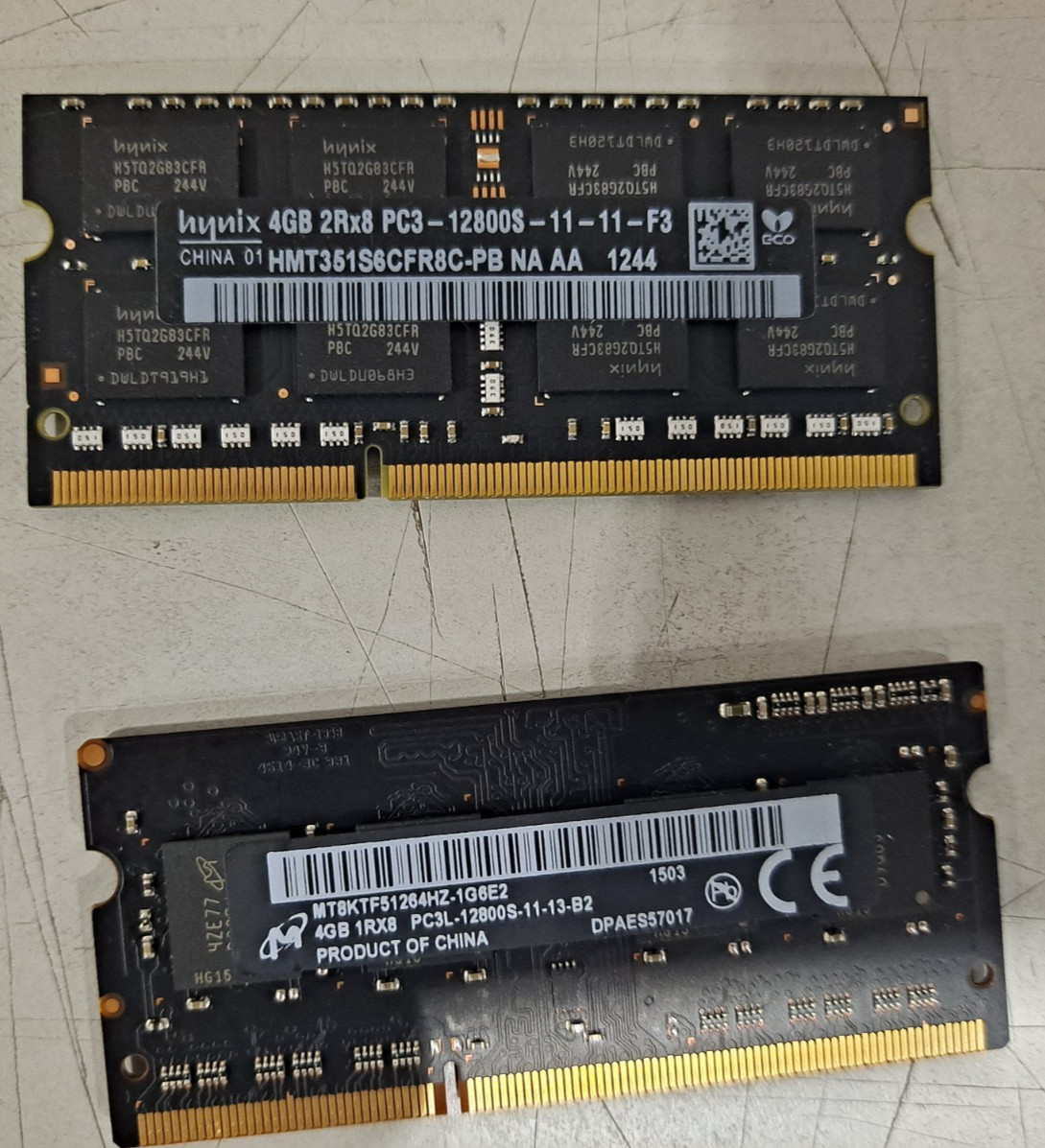 LOT OF 51 SK Hynix, MICRON 4GB DDR3L-1600 PC3L-12800S 204-Pin SODIMM FROM IMAC