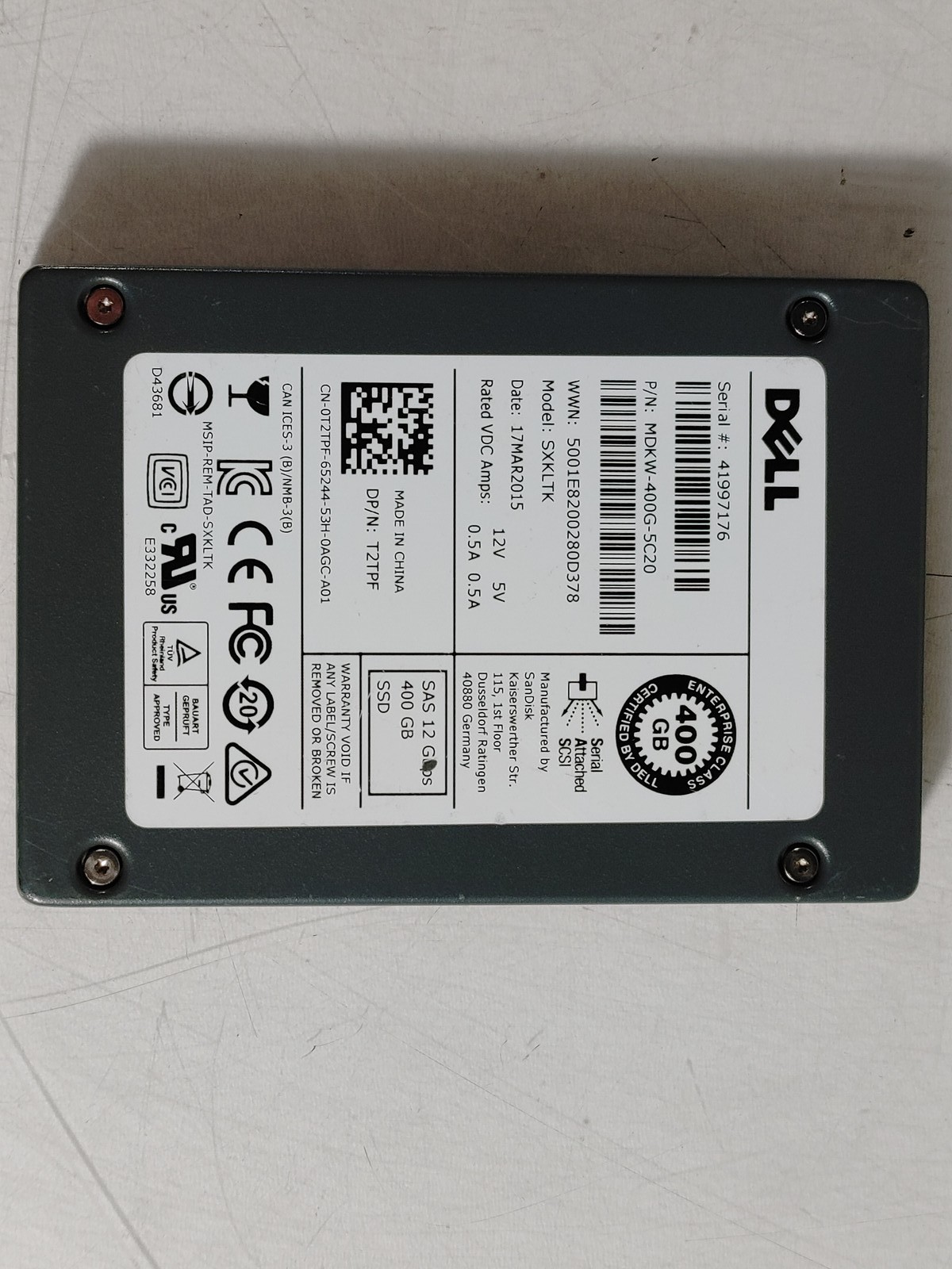 SanDisk Dell SXKLTK 400 GB SAS 3 2.5 in Solid State Drive