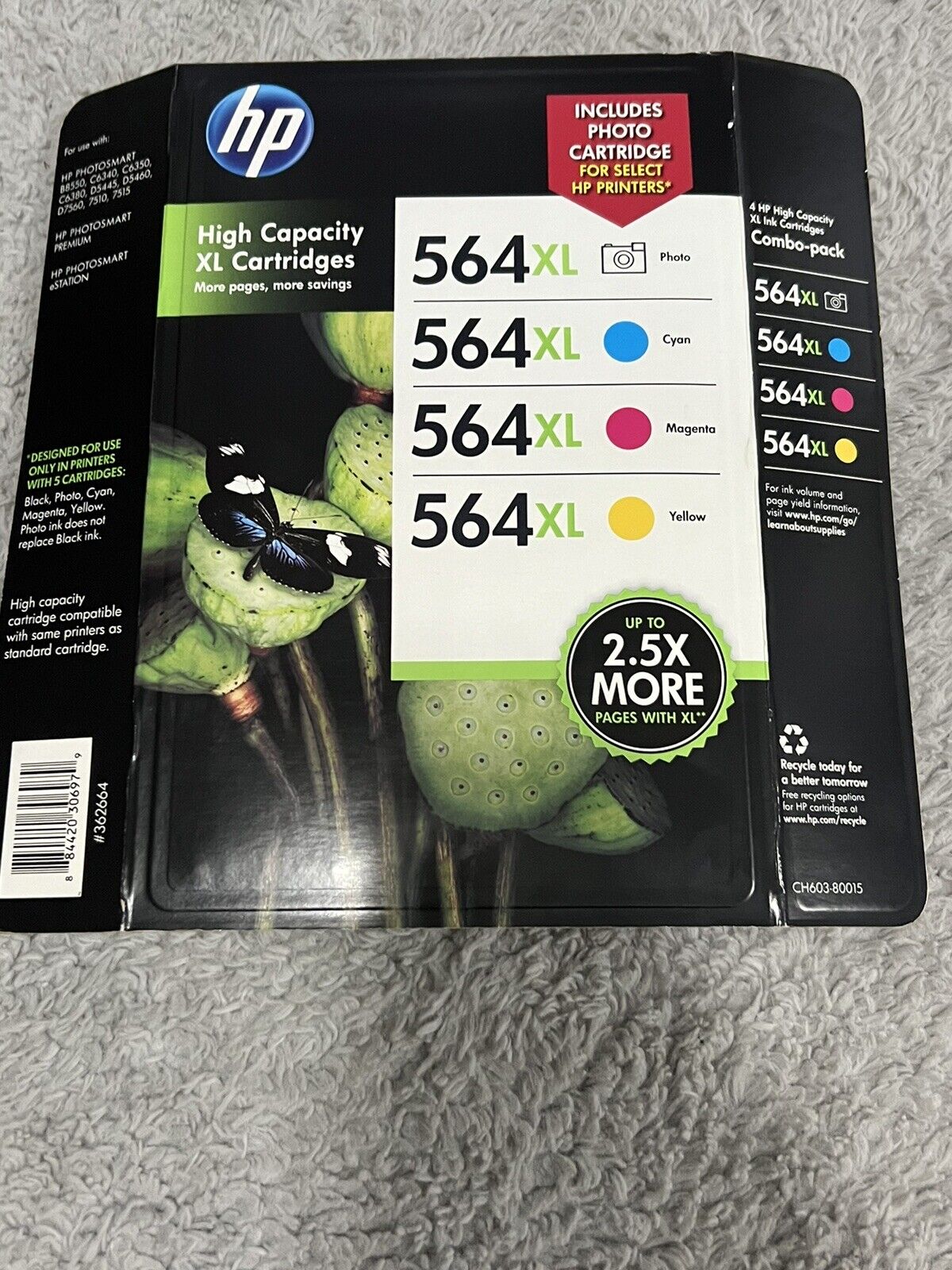 NEW SEALED Genuine HP 564xl CH603-80015 Combo Pack #4 Ink Cartridges Sep 2013
