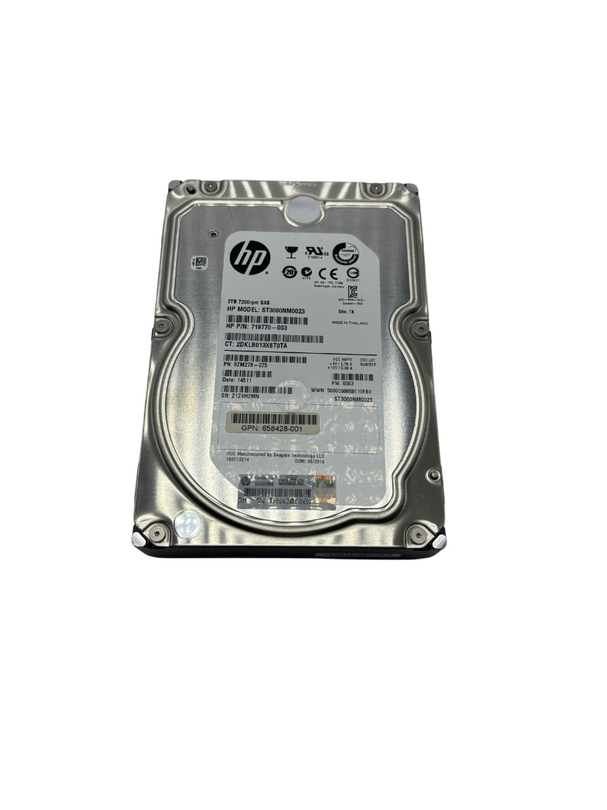 HP 719770-003 3TB 6G 7.2K SAS 3.5" Hard Drive w60