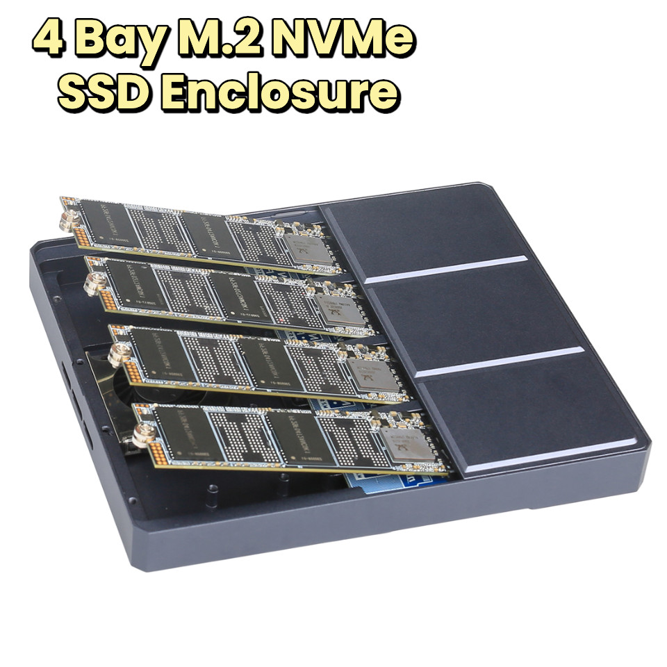 4 Bay M.2 SSD Portable USB 3.2 Type-C 10Gps Hard Drive Case NVMe SATA SSD