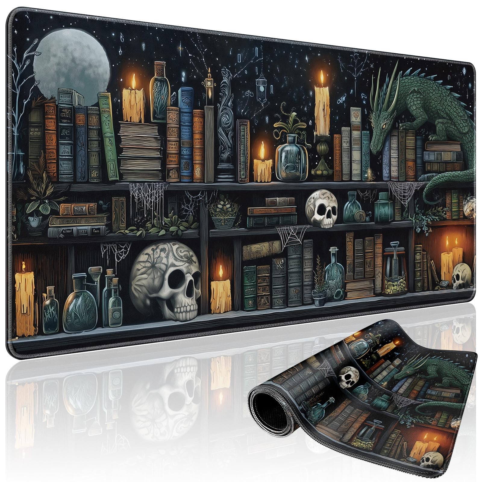 Mystical Gothic Library Large Gaming Mouse Pad Desk Mat 31.5x15.7 Inch