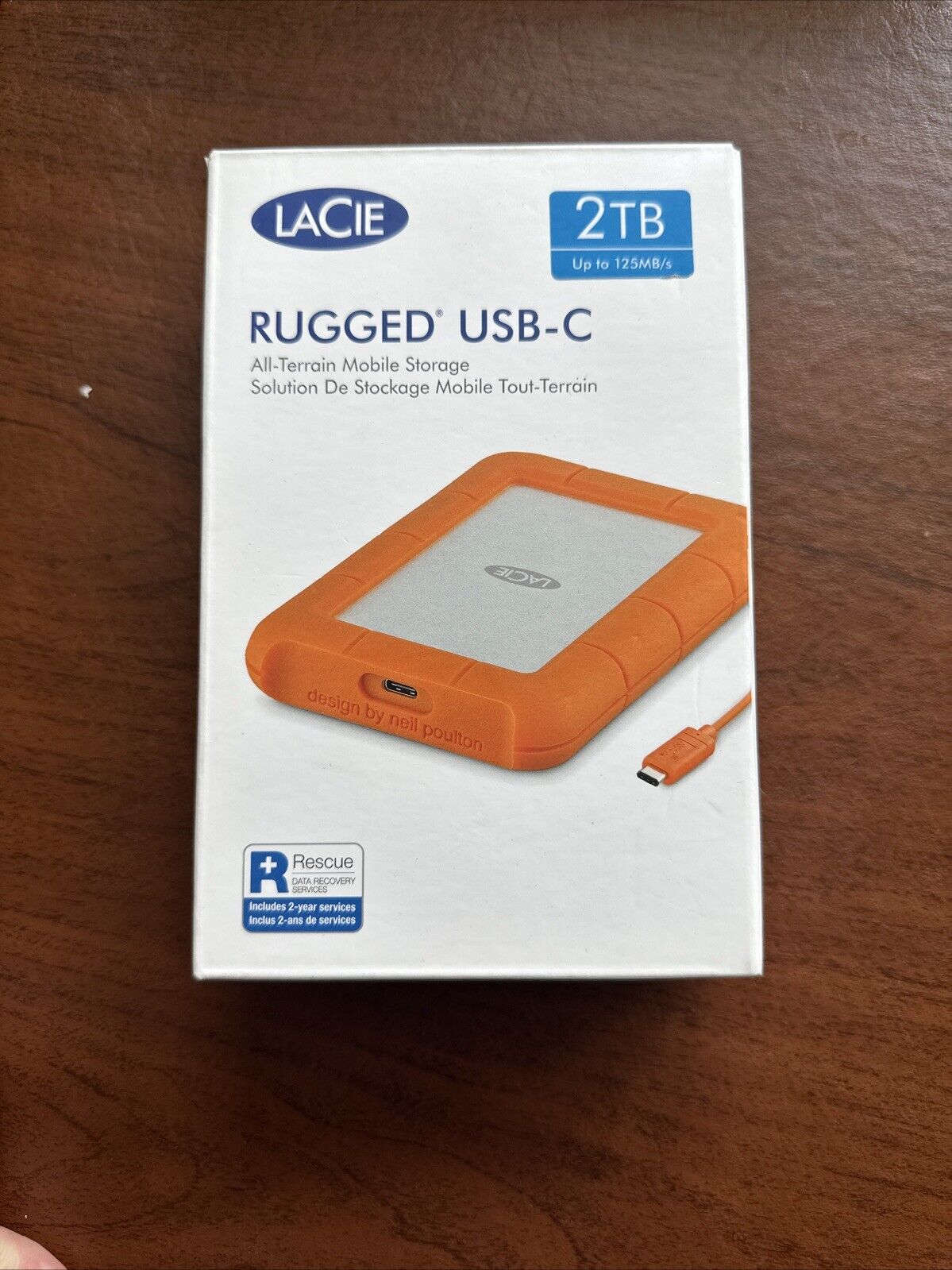 LaCie 2TB Rugged USB-C Portable Hard Drive 1 x USB-C 3.1 Model STFR2000800