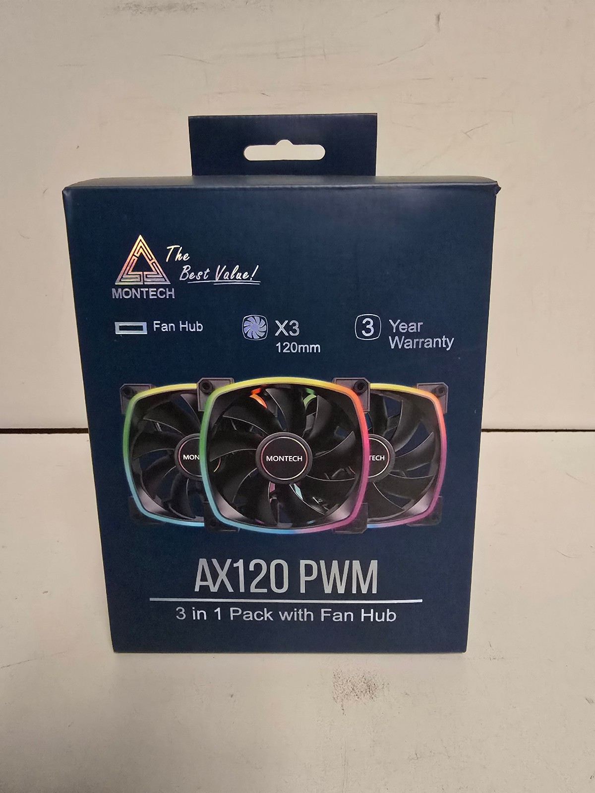 Montech AX120 Rifle Dynamic Bearing 120mm Case Fan - 3 Pack Black RGB