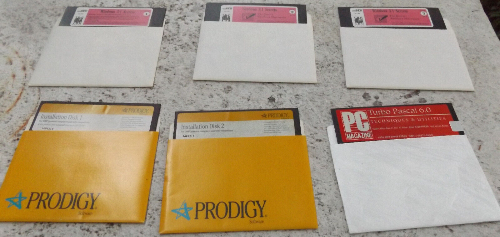 3 Vintage Programs on 5.25 Media: Windows 3.1 Secrets, Turbo Pascal 6.0; Prodigy