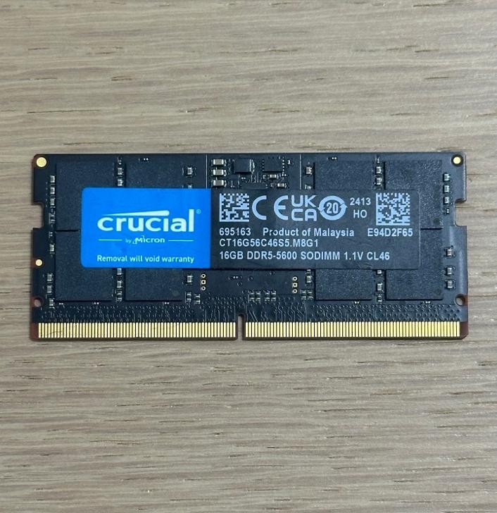 Crucial 16GB(1x16GB) DDR5 5600 MHz PC5-44800 SODIMM CT16G56C46S5.M8G1 RAM Memory