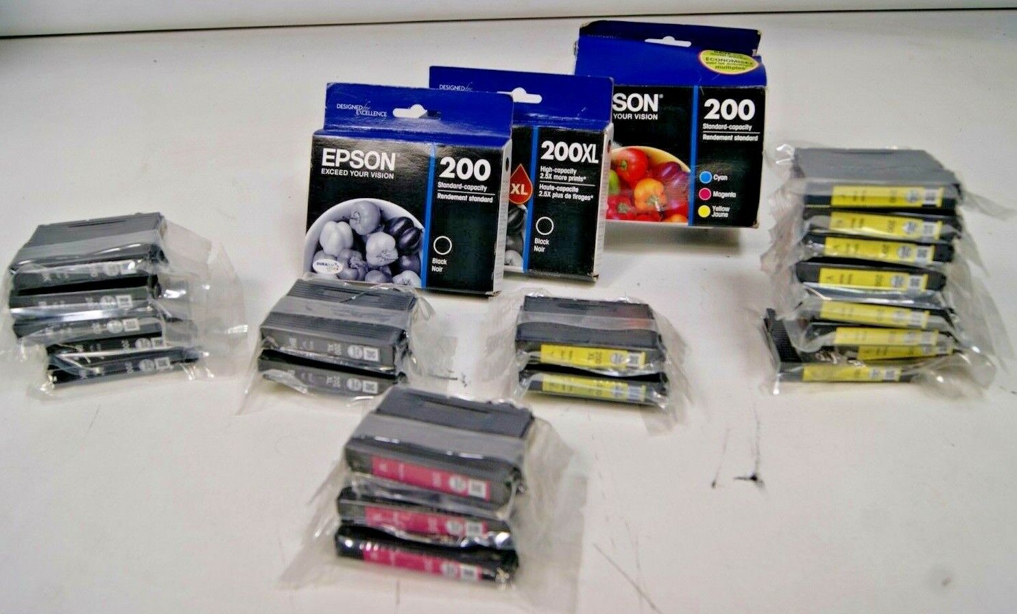 Lot of 25 Genuine Epson 200XL 200 Black Yellow Cyan Magenta Ink Cartridges New