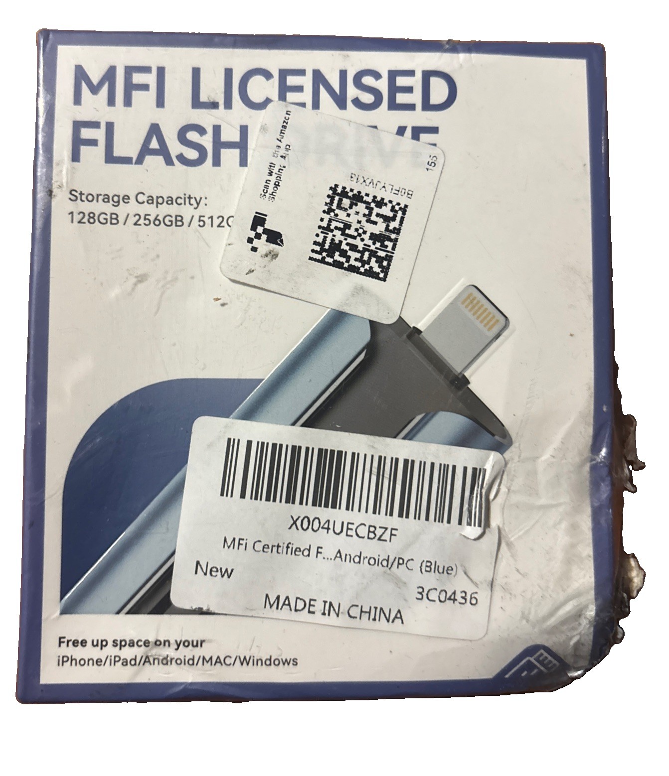 256GB Photo Stick Flash Drive Compatible with iPhone iPad MFi Certified USB Blue