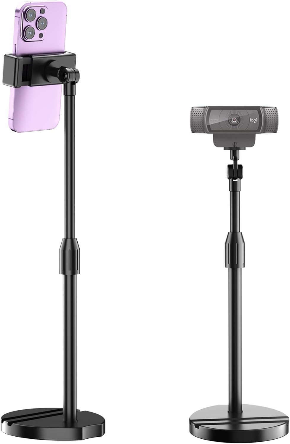 LenTok Telescopic Webcam Tripod Stand for Desk with Phone Holder, Desktop Webcam