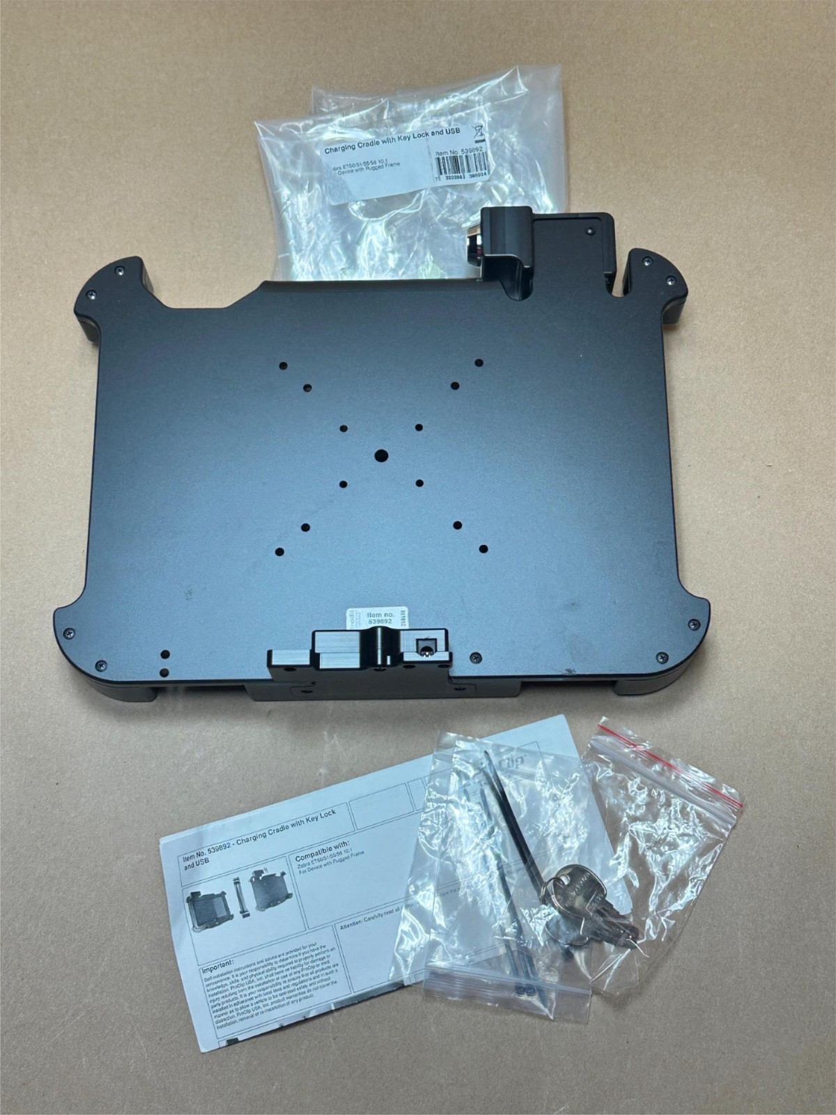 New Zebra ET5X 10" Locking Charging Cradle w/ Key 539892ET50/51/55/56