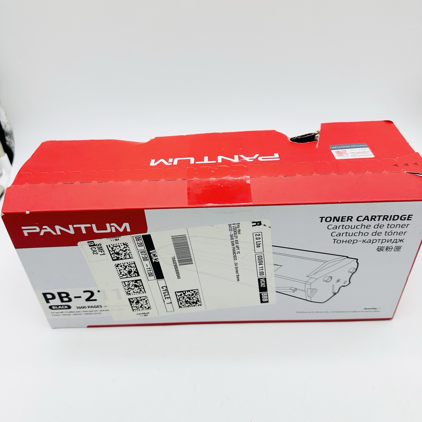 Pantum PB-211EV Genuine Black Toner Cartridge 1600 Pages P2500 M6500 M6600