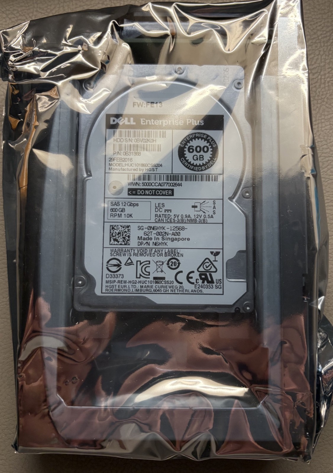 NEW Dell N6HYK Enterprise Plus 600GB SAS 12 Gbps 2.5" Hard Drive HUC101860CSS204