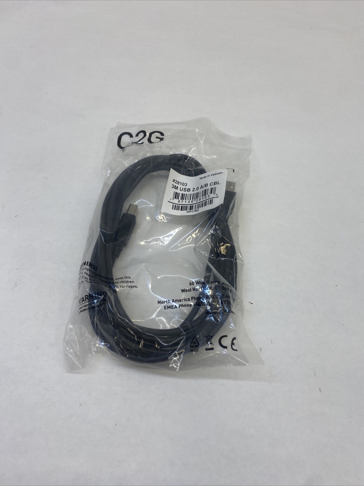 C2G 3m USB 2.0 A/B Cable Black 28103