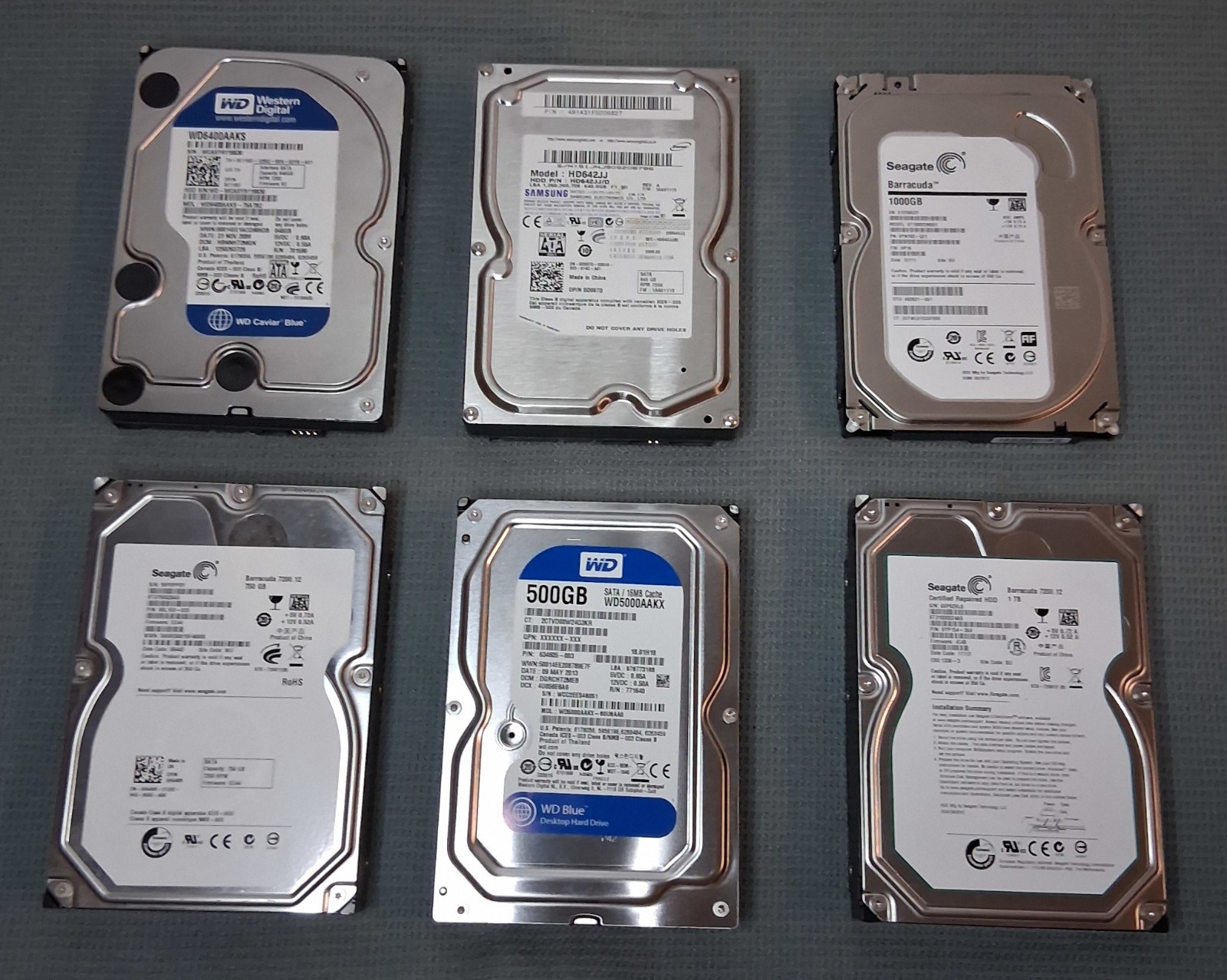 Six Various 3.5-inch SATA Hard Drives HDD Lot