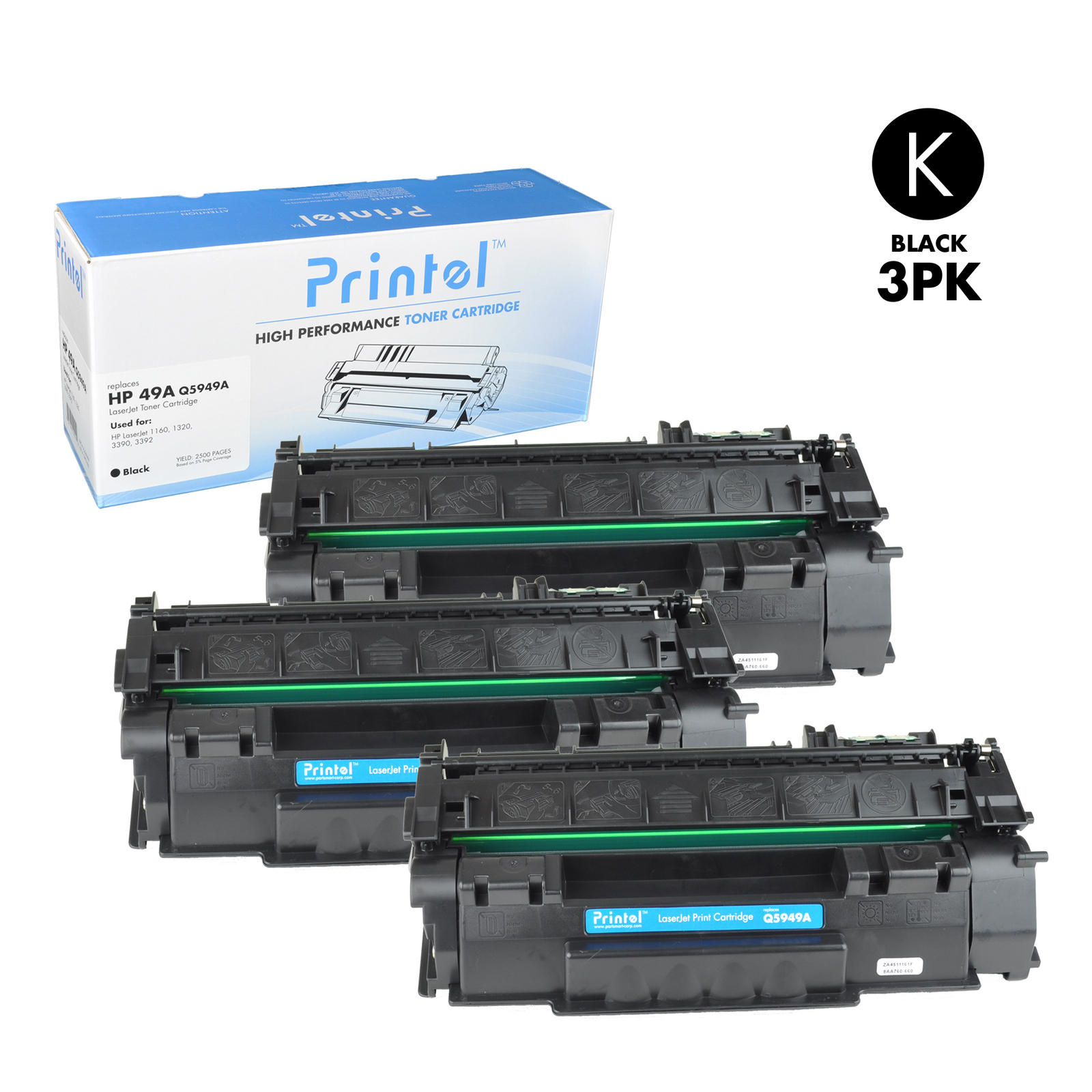 Printel Compatible Toner Cartridge Replacement for HP 49A (Q5949A) Black 3 Pack