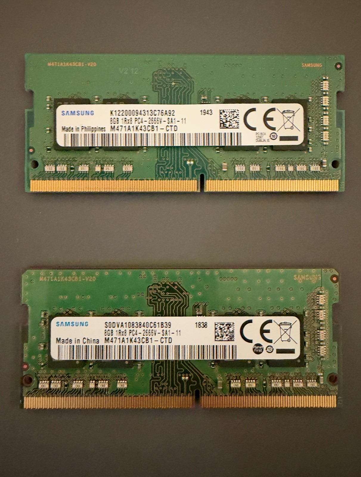 Samsung 2x8GB (16 GB) DDR4 SO-DIMM RAM Laptop Memory - Used, Working Perfectly